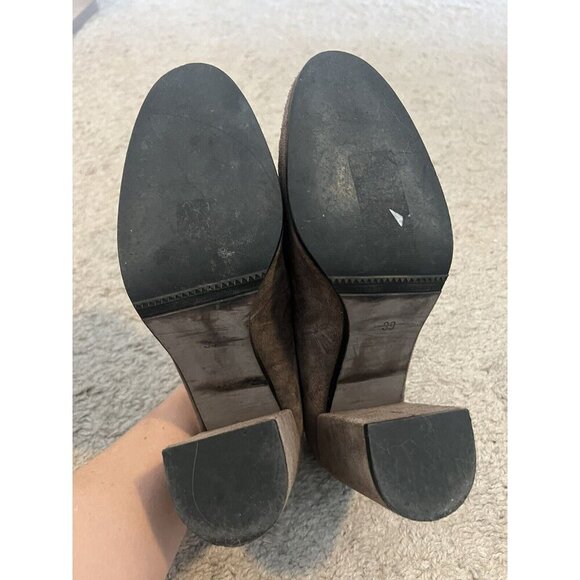 Paola Ferri By Alba Moda Tan Suede Leather Lace-Up Oxford Block Heel Booties 39 - Picture 8 of 12